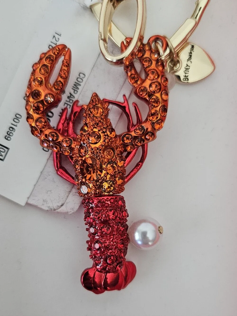 Betsey Johnson NWT Lobster Purse Charm & Keychain – Rhinestone Coastal Bag Charm